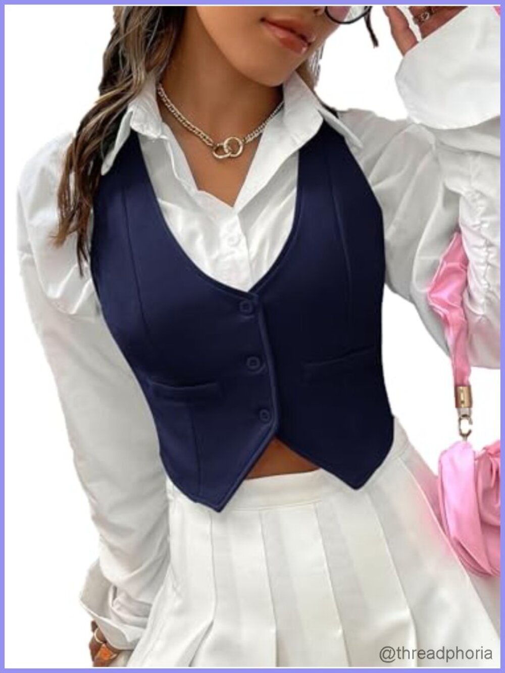 Women's Sleeveless Crop Waistcoat Vest Button Front V Neck Top